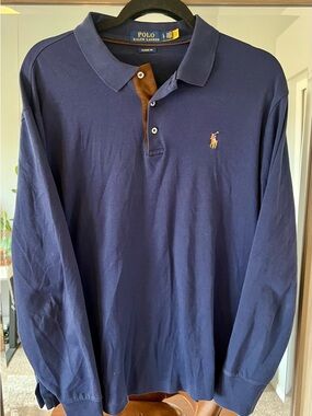 Polo Ralph Lauren long-sleeve classic fit soft touch cotton polo shirt Navy Blue